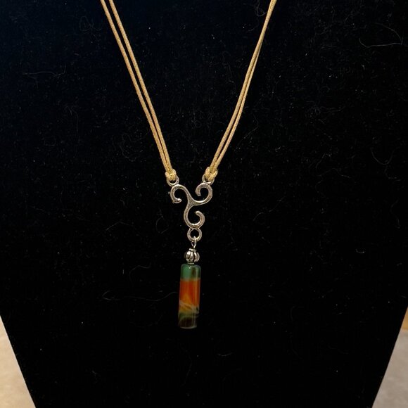 2/$20, Multicolor Dyed Agate Cord Necklace, Gemstone Lariat Necklace - Picture 3 of 11